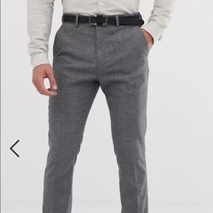 GREY SLIM FIT DRESS PANTS